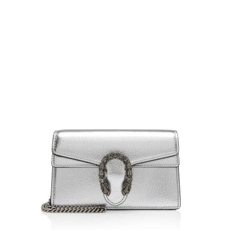 GUCCI Dionysus super mini metallic lea